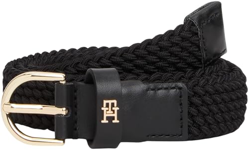 Tommy Hilfiger Damen Gürtel Essential Effortless 2,5 cm Elastic Ledergürtel, Schwarz (Black), 90 cm von Tommy Hilfiger