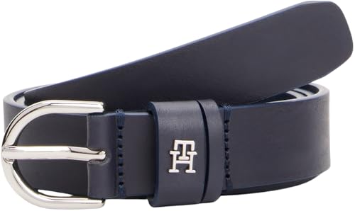 Tommy Hilfiger Damen Gürtel Essential Effortless 2,5 cm Ledergürtel, Blau (Space Blue), 75 cm von Tommy Hilfiger