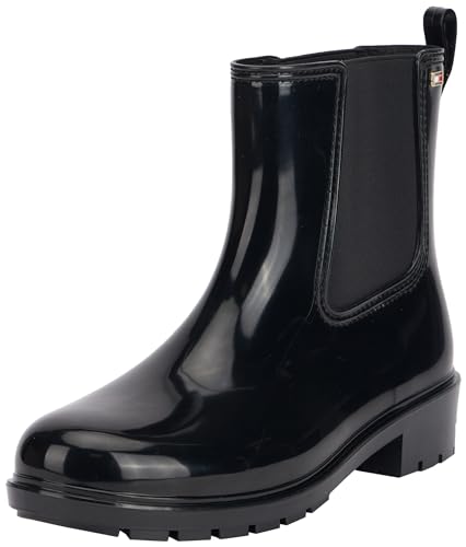 Tommy Hilfiger Damen Gummistiefel Flag Rainboot Rutschfest, Schwarz (Black), 37 von Tommy Hilfiger