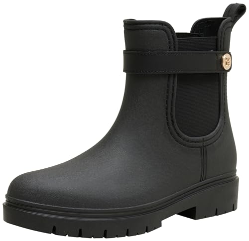 Tommy Hilfiger Damen Gummistiefel Rubberised Rainboot Wasserabweisend, Schwarz (Black), 36 von Tommy Hilfiger