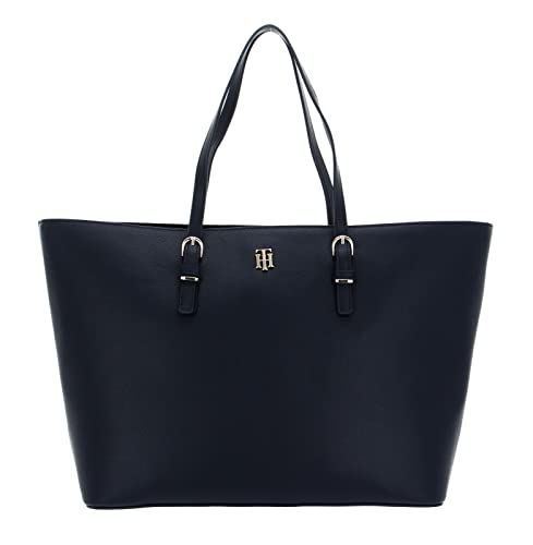 Tommy Hilfiger Damen Handtasche TH Timeless Med Tote aus Kunstleder, Blau (Space Blue), Onesize von Tommy Hilfiger