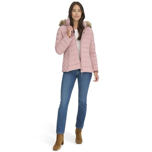 Tommy Hilfiger Damen Schwerer, Kurzer Puffer Pufferjacke, Woodrose, M von Tommy Hilfiger