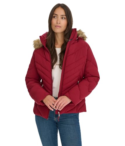 Tommy Hilfiger Damen Heavy Weight Essential Short Puffer Pufferjacke, rot, XL von Tommy Hilfiger