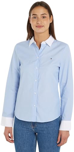 Tommy Hilfiger Damen Hemd Fill A Fill Regular Shirt Langarm, Blau (Well Water), 42 von Tommy Hilfiger