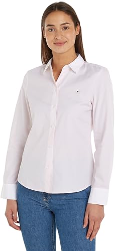 Tommy Hilfiger Damen Hemd Fill A Fill Regular Shirt Langarm, Rosa (Whimsy Pink), 44 von Tommy Hilfiger