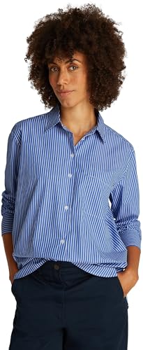 Tommy Hilfiger Damen Hemd Poplin Easy Fit Oversized, Mehrfarbig (Blue STP), 38 von Tommy Hilfiger