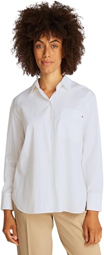 Tommy Hilfiger Damen Hemd Poplin Easy Fit Oversized, Weiß (Th Optic White), 34 von Tommy Hilfiger