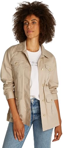 Tommy Hilfiger Damen Hemdjacke Gold Button Utility mit Brusttaschen, Beige (Sandalwood), XS von Tommy Hilfiger