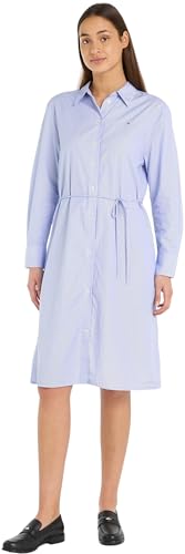 Tommy Hilfiger Damen Hemdkleid Essential Shirt Dress Knielang, Blau (Blue Spell Ithaca Stp), 44 von Tommy Hilfiger