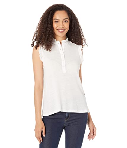 Tommy Hilfiger Damen Henley Ärmelloses Rüschen-Sportswear Top, Elfenbein, Klein Tommy Hilfiger Damen Henley Ärmelloses Rüschen-Sportswear Top, Elfenbein, Klein von Tommy Hilfiger