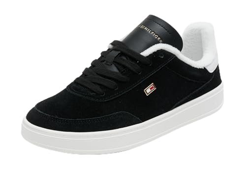 Tommy Hilfiger Damen Court Sneaker Heritage Court Sneaker Schuhe, Schwarz (Black), 38 von Tommy Hilfiger