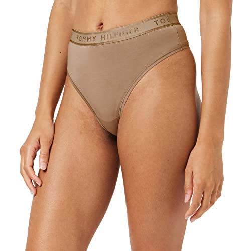 Tommy Hilfiger Damen High Waist Thong UW0UW03812 Stringtangas, Braun (Oat Milk), L von Tommy Hilfiger