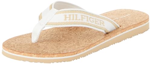 Tommy Hilfiger Damen Flip Flops Hilfiger Cork Beach Sandal Zehentrenner, Beige (Harvest Wheat), 38 von Tommy Hilfiger