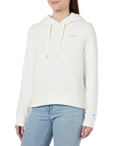 Tommy Hilfiger Damen Hoodie 1985 RLX Mini Corp Logo Hoodie mit Kapuze, Weiß (Ecru), XXS von Tommy Hilfiger