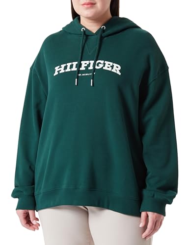 Tommy Hilfiger Damen Hoodie Crv Monotype Varsity Hoodie mit Kapuze, Grün (Hunter), 54 von Tommy Hilfiger