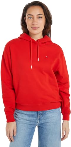 Tommy Hilfiger Damen Hoodie Flag On Chest mit Kapuze, Rot (Fierce Red), M von Tommy Hilfiger