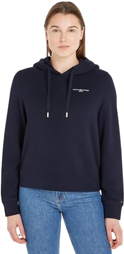 Tommy Hilfiger Damen Hoodie 1985 Rlx Mini Corp Logo Hoodie mit Kapuze, Blau (Desert Sky), L von Tommy Hilfiger