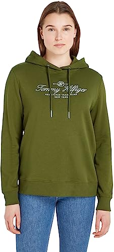 Tommy Hilfiger Damen Hoodie Regular mit Kapuze, Grün (Putting Green), L von Tommy Hilfiger