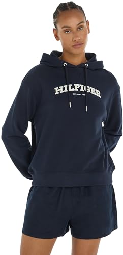 Tommy Hilfiger Damen Hoodie mit Kapuze, Blau (Desert Sky), XL von Tommy Hilfiger