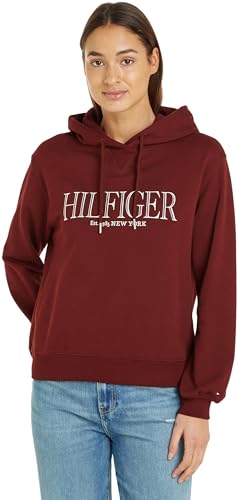 Tommy Hilfiger Damen Hoodie mit Kapuze, Rot (Deep Rouge), L von Tommy Hilfiger