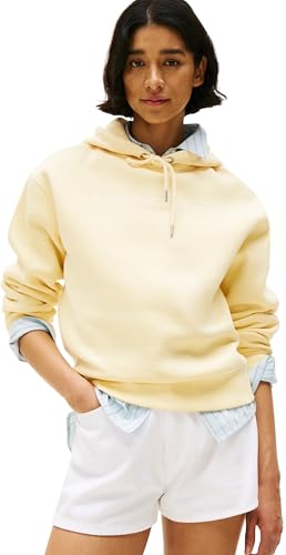 Tommy Hilfiger Damen Hoodie mit Logo, Gelb (Frozen Custard), L von Tommy Hilfiger