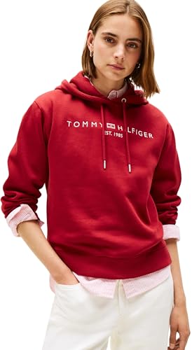 Tommy Hilfiger Damen Hoodie mit Logo, Rot (Regatta Red), XXL von Tommy Hilfiger