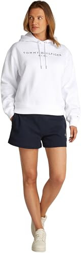 Tommy Hilfiger Damen Hoodie mit Logo, Weiß (Th Optic White), XXL von Tommy Hilfiger
