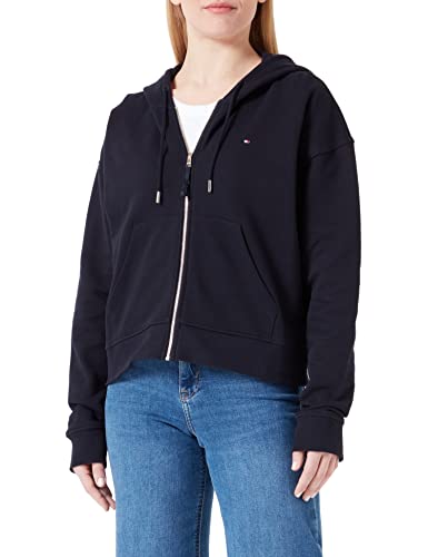 Tommy Hilfiger Damen Hoodie mit Reißverschluss 1985 Terry Zipper, Blau (Desert Sky), L von Tommy Hilfiger