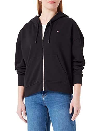 Tommy Hilfiger Damen Hoodie mit Reißverschluss 1985 Terry Zipper, Schwarz (Black), L von Tommy Hilfiger