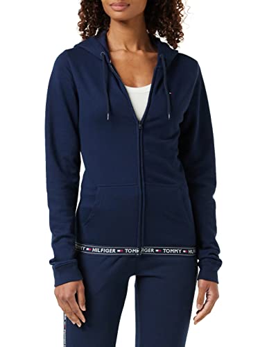 Tommy Hilfiger Damen Hoodie mit Reißverschluss Zipper, Blau (Navy Blazer), XS von Tommy Hilfiger