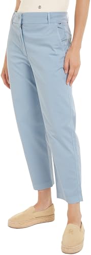 Tommy Hilfiger Damen Hose Chino Slim-Fit, Blau (Breezy Blue), 44 von Tommy Hilfiger