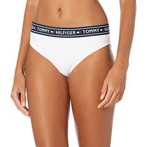 Tommy Hilfiger Damen Iconic Bikini Bottom with Logo Taping Bikinihose, weiß, X-Small von Tommy Hilfiger