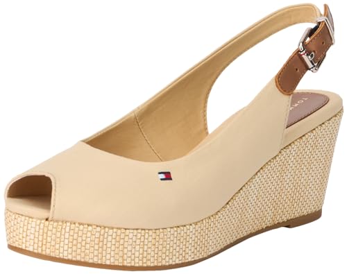 Tommy Hilfiger Damen Wedge Espadrilles Iconic Elba Sling Back Wedge Keilabsatz, Beige (Harvest Wheat), 36 von Tommy Hilfiger