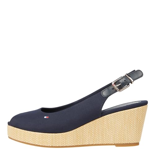 Tommy Hilfiger Damen Wedge Espadrilles Iconic Elba Sling Back Wedge Keilabsatz, Blau (Space Blue), 39 von Tommy Hilfiger