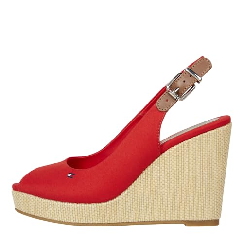 Tommy Hilfiger Damen Wedge Espadrilles Iconic Elena Sling Back Wedge Keilabsatz, Rot (Fierce Red), 40 von Tommy Hilfiger