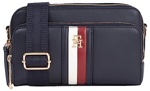 Tommy Hilfiger Damen Umhängetasche Iconic Camera Bag Mittelgroß, Blau (Global Stripes), Onesize von Tommy Hilfiger