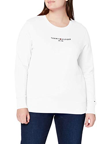 Tommy Hilfiger Damen Im Reg Hilfiger C-Nk Sweatshirt Pullover, Weiß (White), XS von Tommy Hilfiger