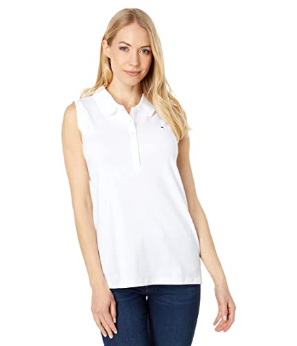 Tommy Hilfiger Damen Poloshirt Hemd mit Button-Down-Kragen, Helles Weiß, X-Klein von Tommy Hilfiger