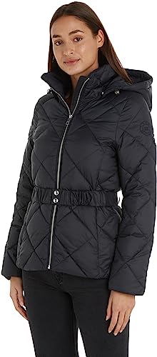 Tommy Hilfiger Damen Jacke Belted Quilted Winter, Schwarz (Black), M von Tommy Hilfiger