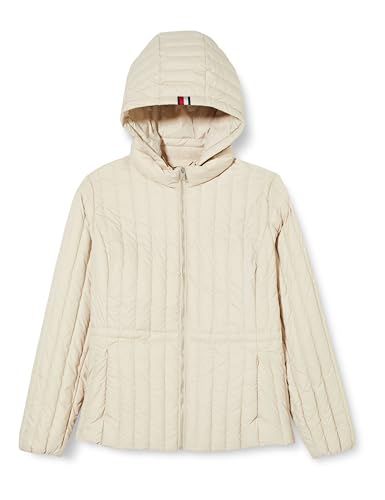 Tommy Hilfiger Damen Jacke Crv Feminine Lw Down Jacket Steppjacke mit Kapuze, Beige (Classic Beige), 48 von Tommy Hilfiger