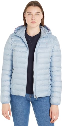 Tommy Hilfiger Damen Jacke Padded Global Stripe Jacket Übergangsjacke, Blau (Breezy Blue), L von Tommy Hilfiger