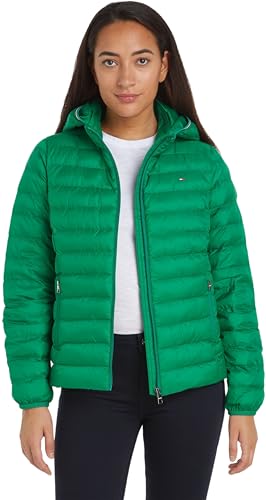 Tommy Hilfiger Damen Jacke Padded Global Stripe Jacket Übergangsjacke, Grün (Olympic Green), L von Tommy Hilfiger