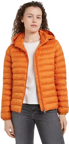 Tommy Hilfiger Damen Jacke Padded Global Stripe Jacket Übergangsjacke, Orange (Autumn Orange), L von Tommy Hilfiger
