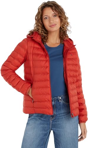 Tommy Hilfiger Damen Jacke Padded Global Stripe Jacket Übergangsjacke, Rot (Terra Red), XS von Tommy Hilfiger