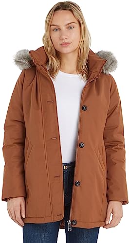 Tommy Hilfiger Damen Jacke Padded Parka With Fur Winter, Braun (Natural Cognac), 3XL von Tommy Hilfiger