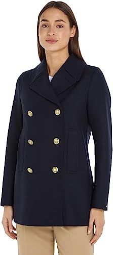 Tommy Hilfiger Damen Jacke Wool Blend Classic Übergangsjacke, Blau (Desert Sky), 34 von Tommy Hilfiger