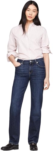 Tommy Hilfiger Damen Jeans Hose Classic Straight Fit, Blau (Dark Blue), 32W/28L von Tommy Hilfiger