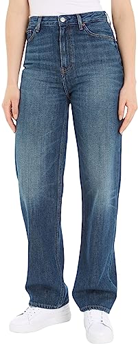 Tommy Hilfiger Damen Jeans Relaxed Straight High Waist, Blau (Sau), 33W / 32L von Tommy Hilfiger