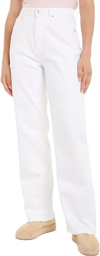 Tommy Hilfiger Damen Jeans Relaxed Straight High Waist, Weiß (Th Optic White), 29W/32L von Tommy Hilfiger