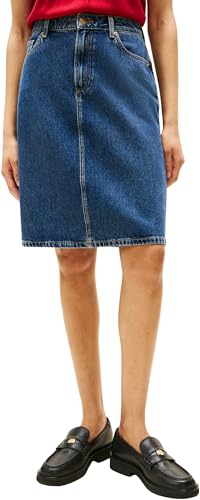 Tommy Hilfiger Damen Jeansrock Dee Straight Knielang, Blau (Dee), 46 von Tommy Hilfiger